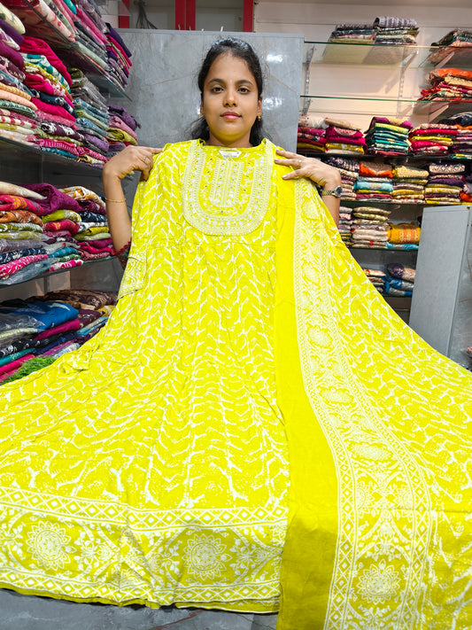 Rayon Cotton Anarkali Kurti with Dupatta | 4XL to 6XL PSTS11