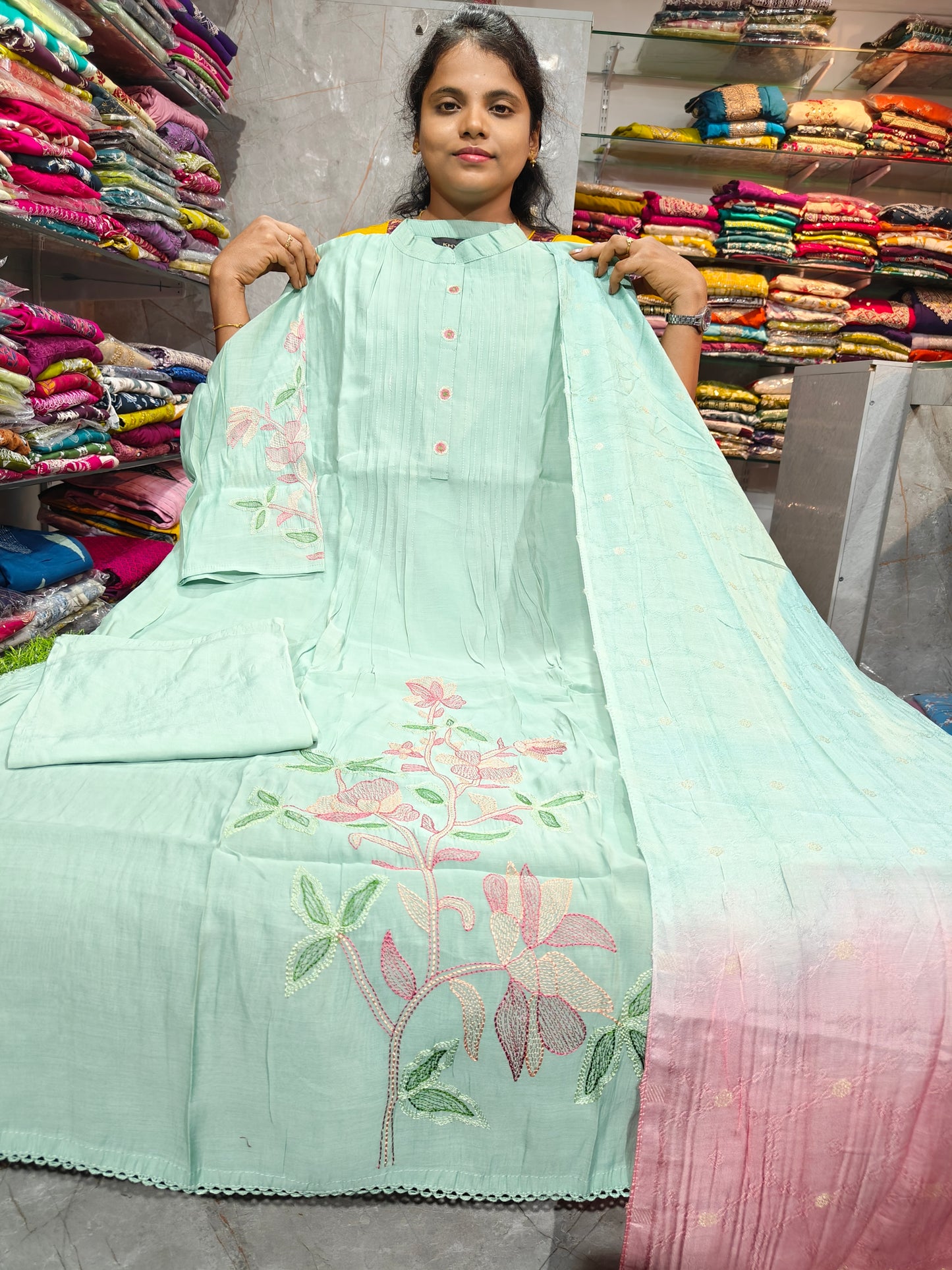 PSFS80 Collar Neck Embroidery Work Straight Cut Salwar Set for Women – Elegant Party Wear Ethnic Set | Plus Size 3XL to 5XL | Just ₹999
