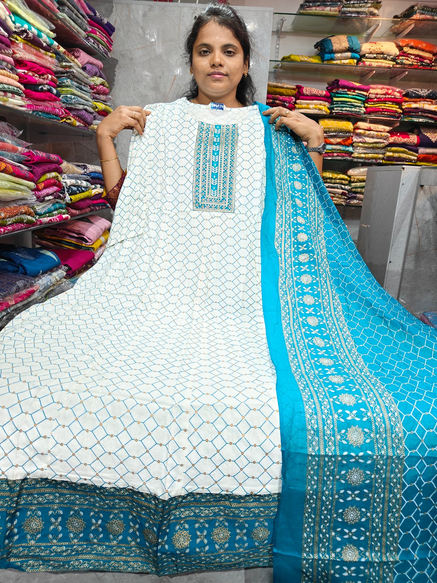 Rayon Cotton Anarkali Kurti with Dupatta | 4XL to 6XL PSTS91