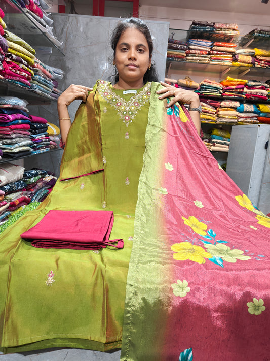 Grand Roman Silk Partywear Side Open Salwar Set with Lining 3XL to 5XL ₹1099