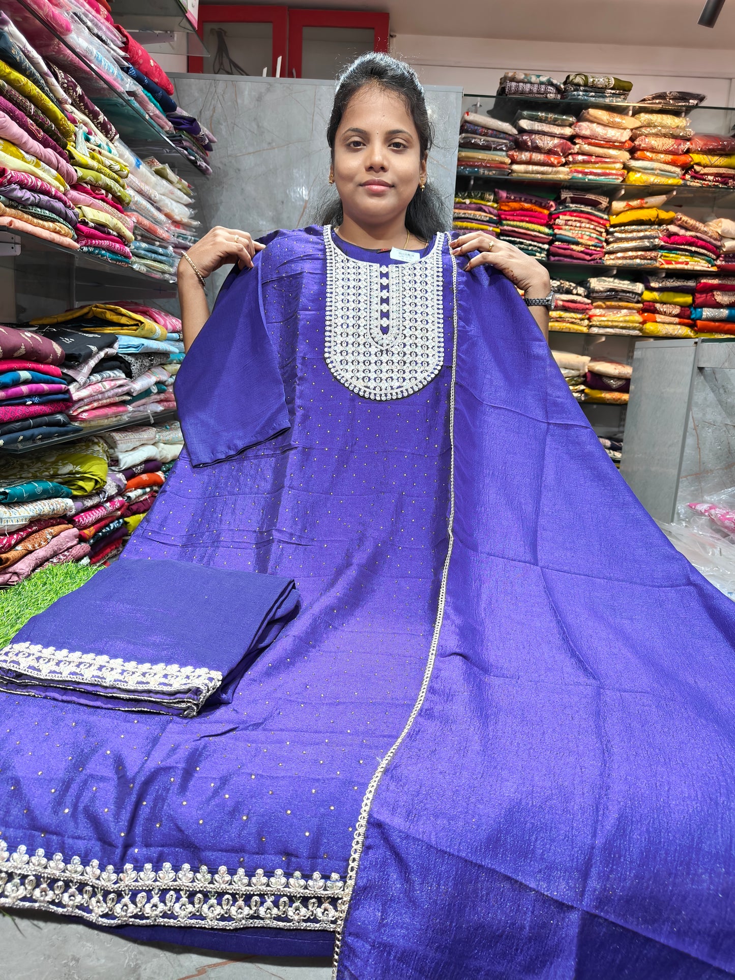 Plus Size Grand Vichitra Silk Side Open Salwar Set | PSFS89 | 3XL-5XL | ₹899