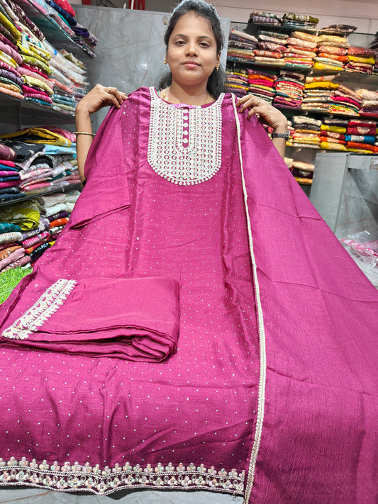 Plus Size Grand Vichitra Silk Side Open Salwar Set | PSFS89 | 3XL-5XL | ₹899