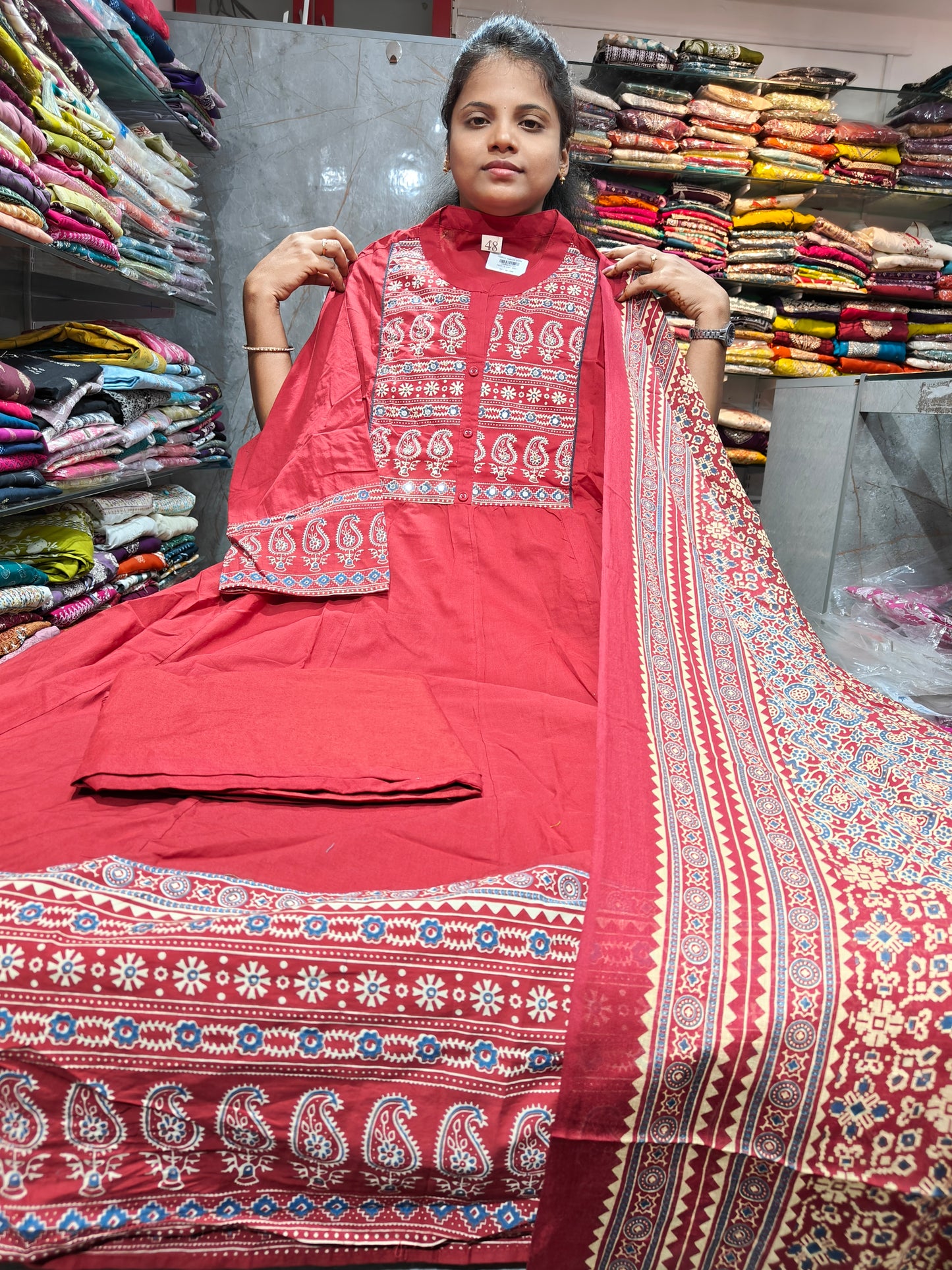 Pure Cotton Long Anarkali Full Set for Women | PSCS113 | Just ₹999