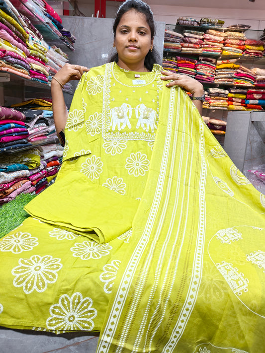 Plus Size Daily Wear Cotton Straight Cut Salwar Set | 3XL-6XL | PSCS116