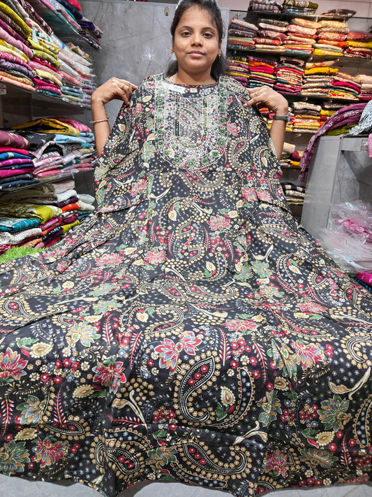 Plus Size Rayon Cotton Multi Colour Anarkali Kurti | 3XL-6XL | PSUK30
