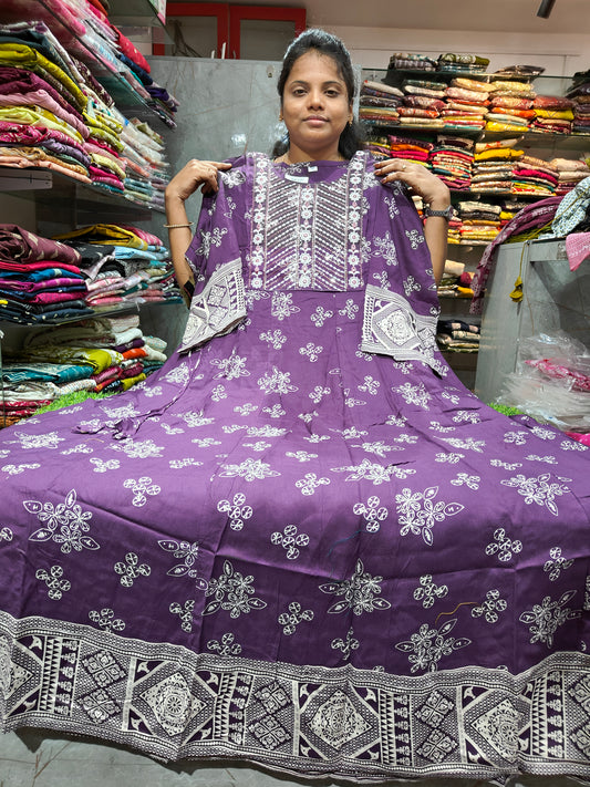 Plus Size Rayon Cotton Long Anarkali Kurti | 4XL-7XL | PSUK23