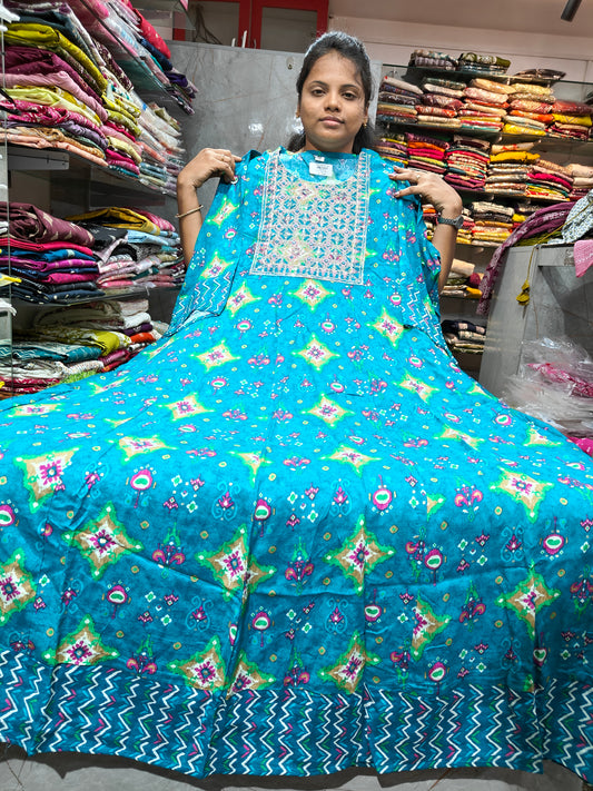 Plus Size Rayon Cotton Long Anarkali Kurti | 4XL-7XL | PSUK40