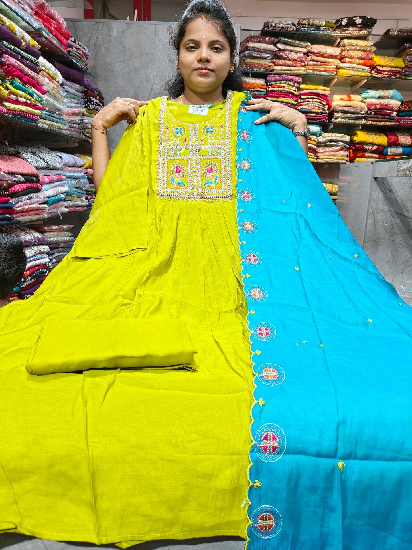 Roman Silk Grand Anarkali Kurti Set for Women | Fancy Party Wear Ethnic Salwar Suit | PSFS50 | ₹1199
