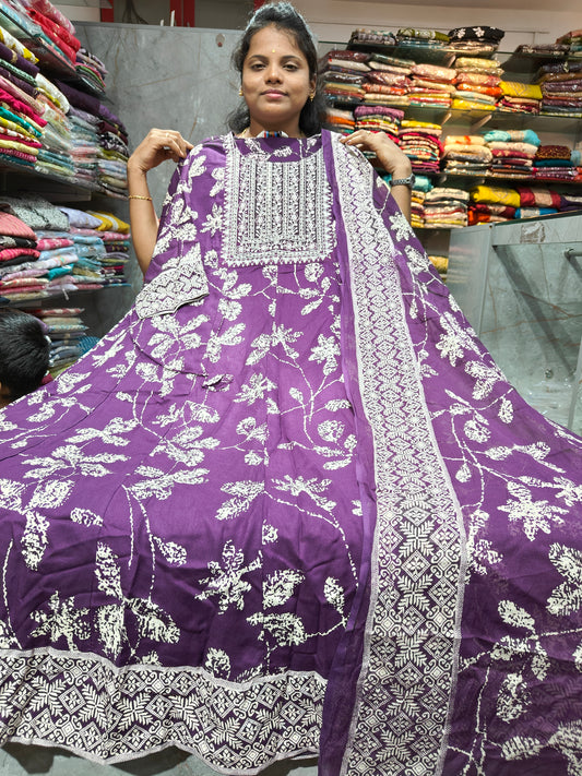 Rayon Cotton Anarkali Kurti with Dupatta | 4XL to 6XL PSTS95