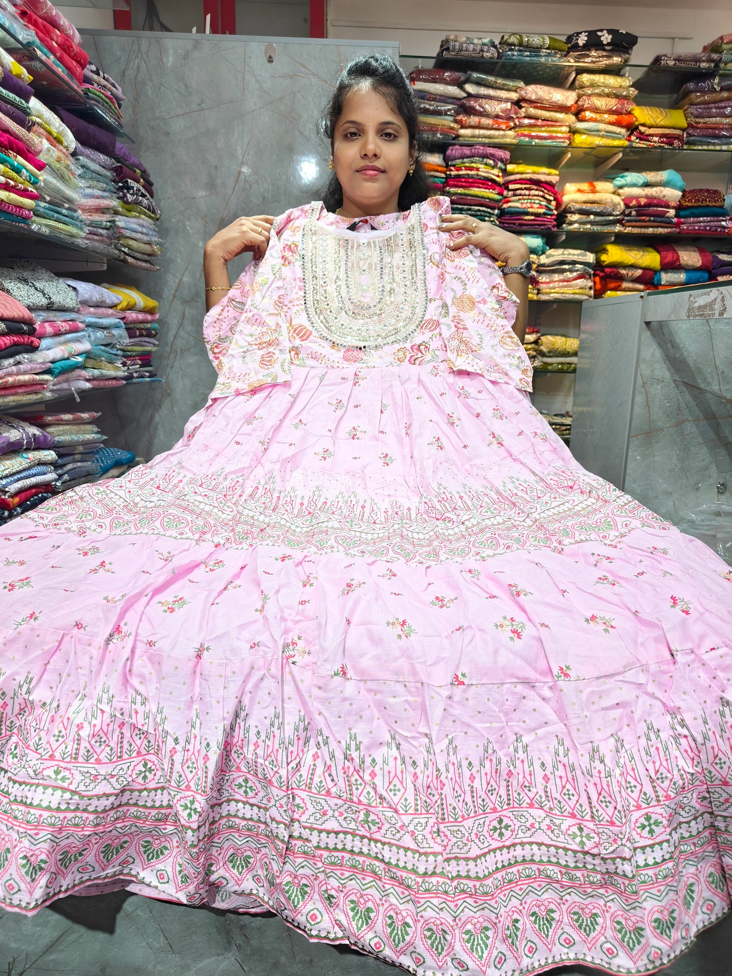 Buy Mal Mal Cotton White Trendy Anarkali Frock 3XL to 6XL Online in Tamil Nadu | PSUK116| Keerthi Fashion Store
