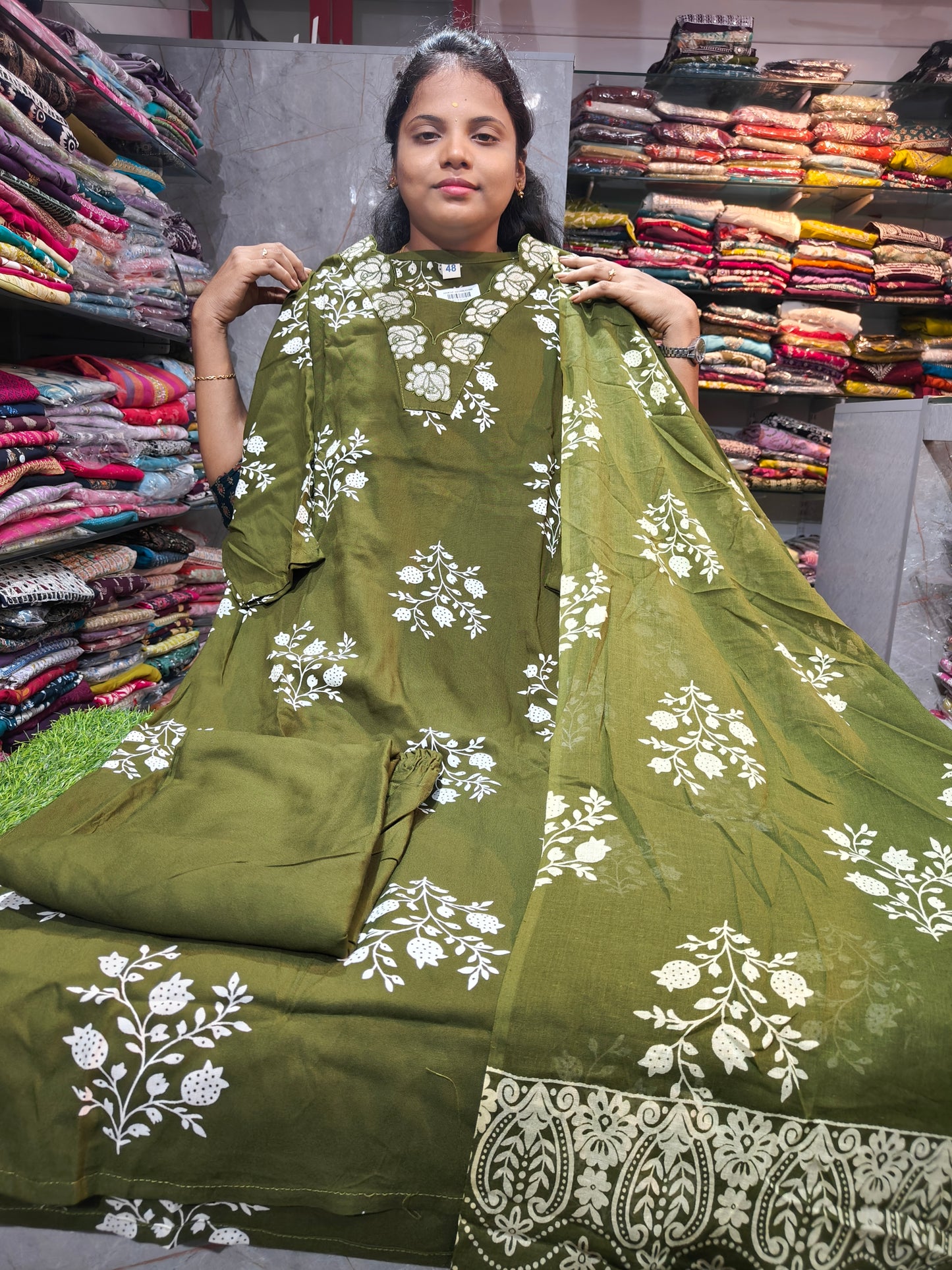 PSCS124 Straight Cut Anarkali Full Set for Women | Rayon Cotton Ethnic Wear | Elegant Kurti, Bottom & Dupatta | Just ₹850