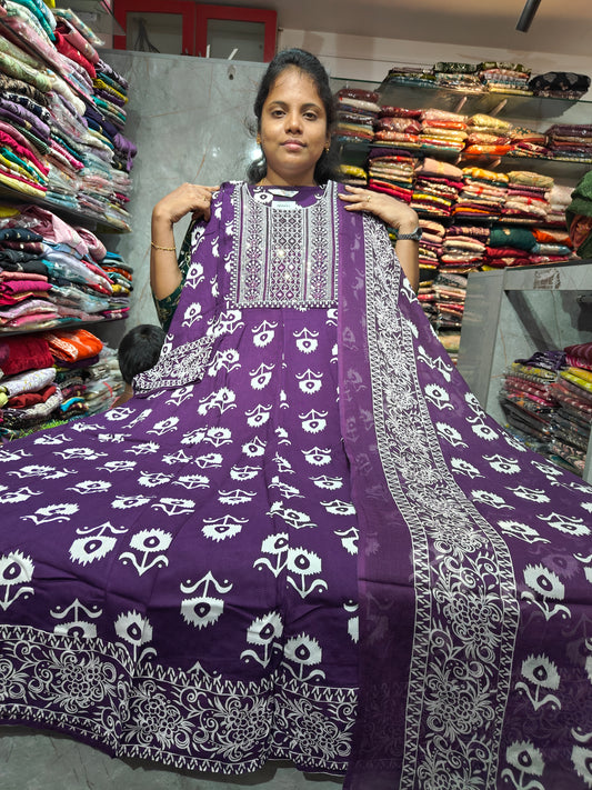 Rayon Cotton Anarkali Kurti with Dupatta | 4XL to 6XL PSTS95