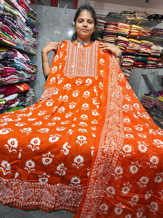 Rayon Cotton Anarkali Kurti with Dupatta | 4XL to 6XL PSTS95