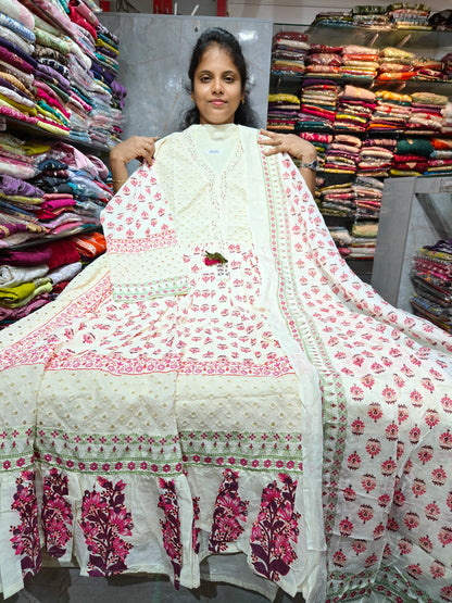 PSTS98 Hakoba Model Anarkali Kurti with Shawl | Trendy Designer Ethnic Set for Women | Premium Collection | Just ₹999