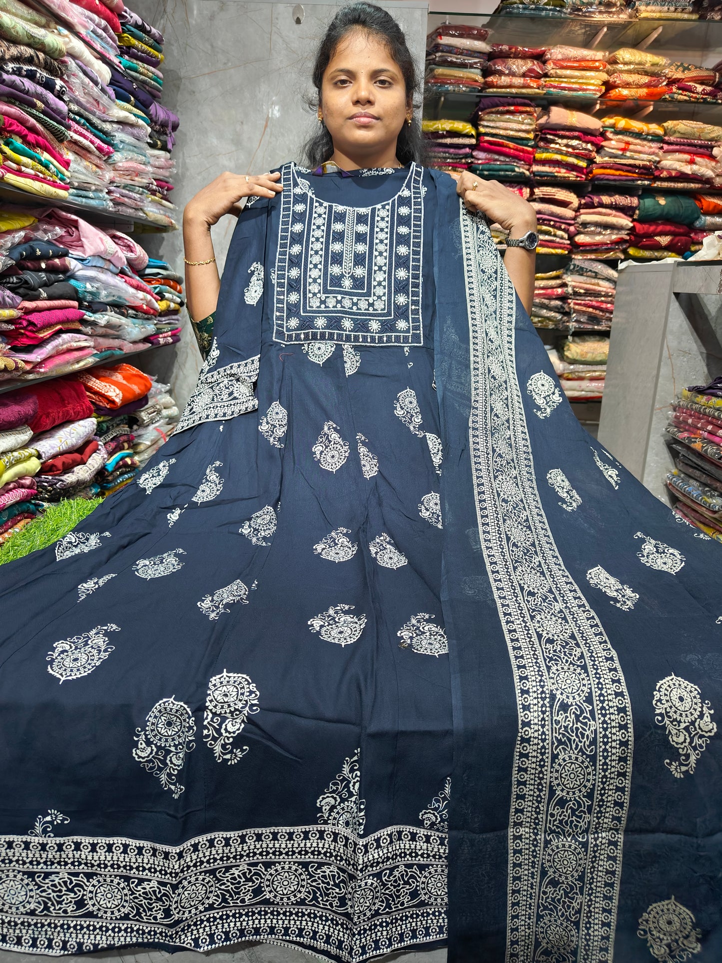 Rayon Cotton Anarkali Kurti with Dupatta | 4XL to 6XL PSTS11