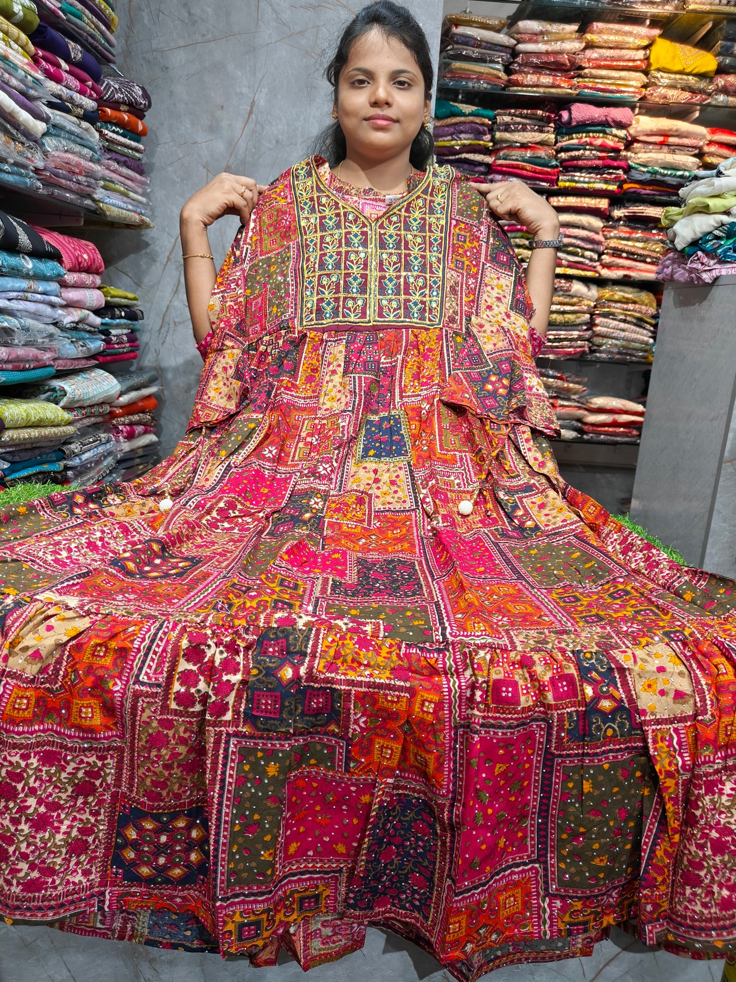 Multi Colour Rayon Cotton Anarkali Kurti for Women | Plus Size 3XL, 4XL, 5XL & 6XL | PSUK133 | Just ₹799