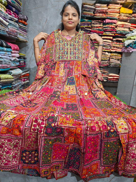 Multi Colour Rayon Cotton Anarkali Kurti for Women | Plus Size 3XL, 4XL, 5XL & 6XL | PSUK133 | Just ₹799