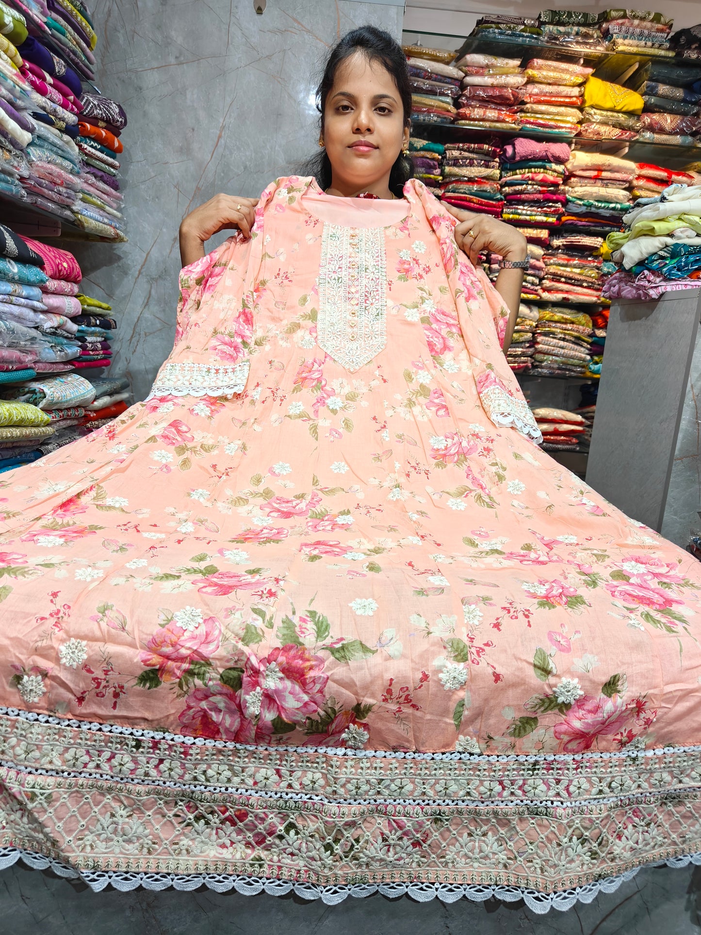 Mal Cotton Full Length Anarkali Kurti with Lining for Women | Trending Design | Plus Size 3XL, 4XL, 5XL & 6XL | PSUK132 | Just ₹799