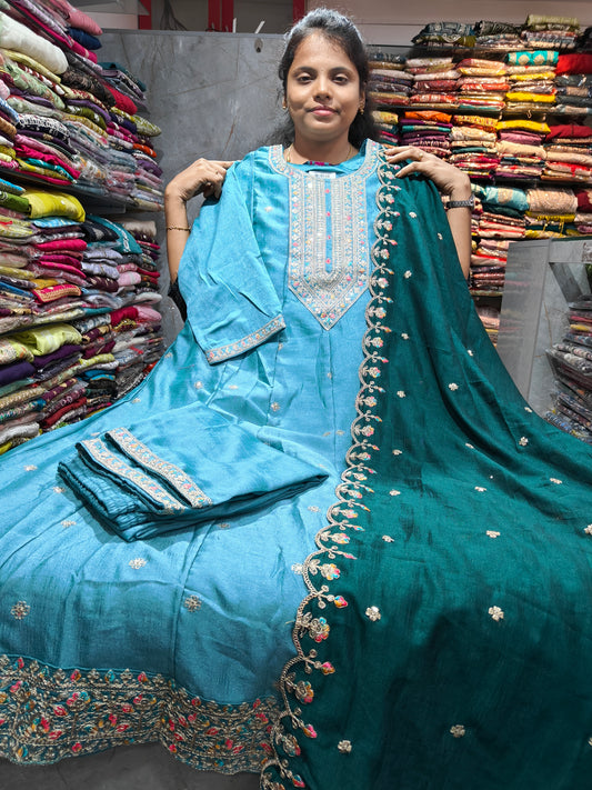 Grand Vichitra Silk Anarkali Full Set for Women 4XL to 6XL – PSFS113 at ₹999
