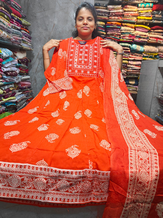 Rayon Cotton Anarkali Kurti with Dupatta | 4XL to 6XL PSTS86
