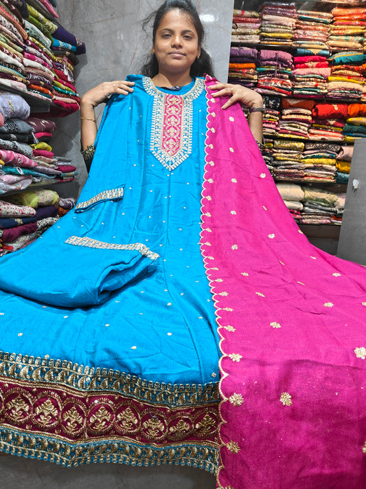 Grand Vichitra Silk Anarkali Full Set for Women 4XL to 6XL – PSFS43 at ₹1099