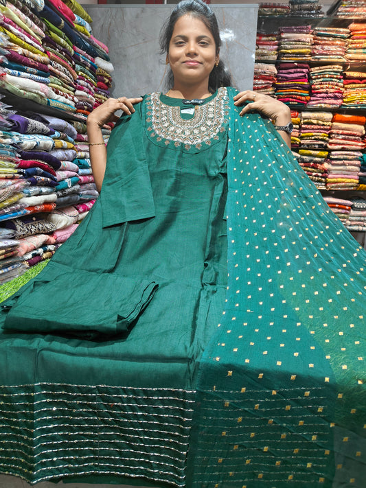 Premium Vatican Silk 3 Piece Salwar Set | Grand Party Wear Set | M to XXL Just 699/
