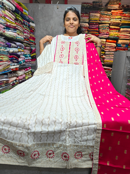 Rayon Cotton Anarkali Kurti with Dupatta | 4XL to 6XL PSTS100