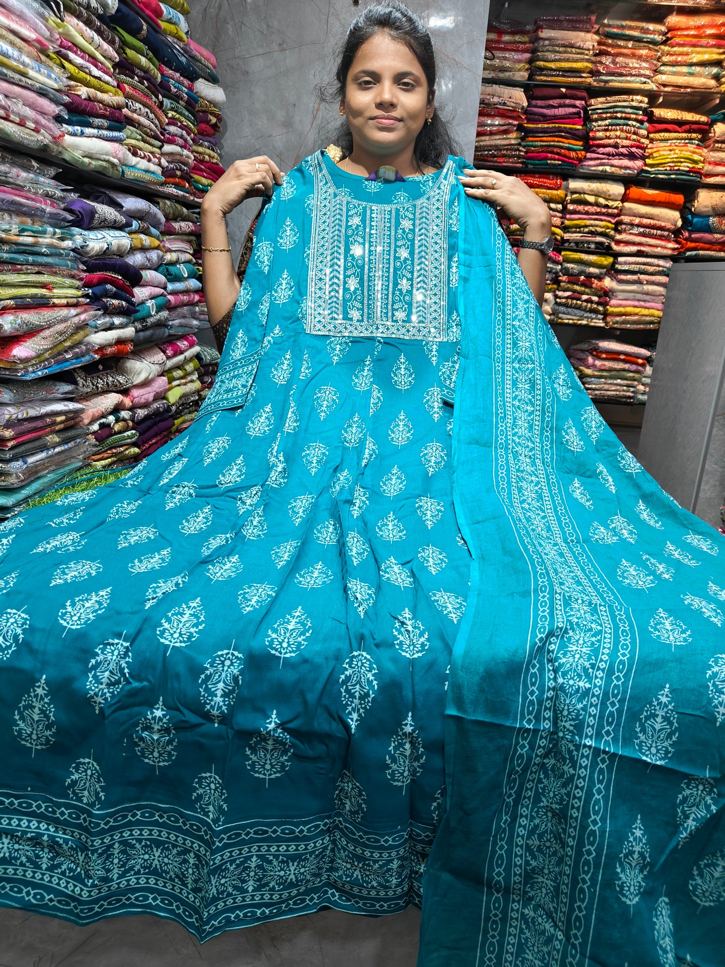 Rayon Cotton Anarkali Kurti with Dupatta | 4XL to 6XL PSTS66