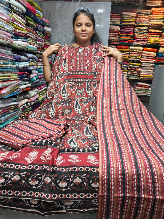 Premium Cotton Anarkali Full Set for Women | Elegant Printed Kurti with Pant & Dupatta | PSCS136 | ₹950