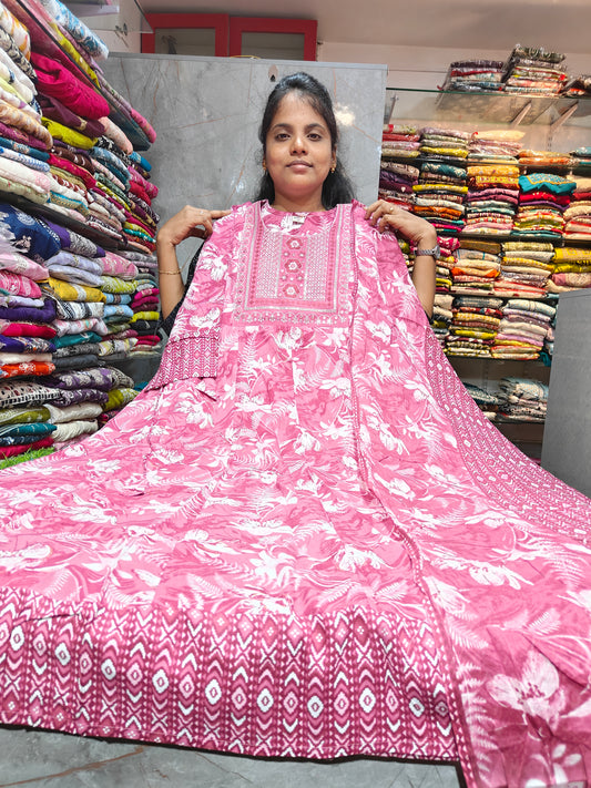 Rayon Cotton Anarkali Kurti with Dupatta | 4XL to 6XL PSTS22