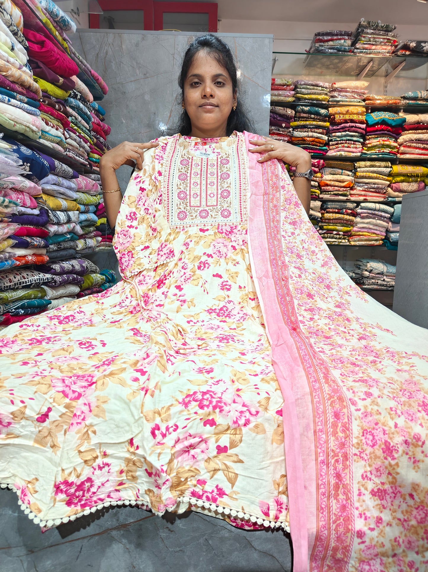 Rayon Cotton Anarkali Kurti with Dupatta | 4XL to 6XL PSTS102