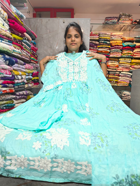 Plus Size Mal Cotton Anarkali Full Set with Lining for Women | 3XL to 6XL | Just ₹1099 | PSCS140140