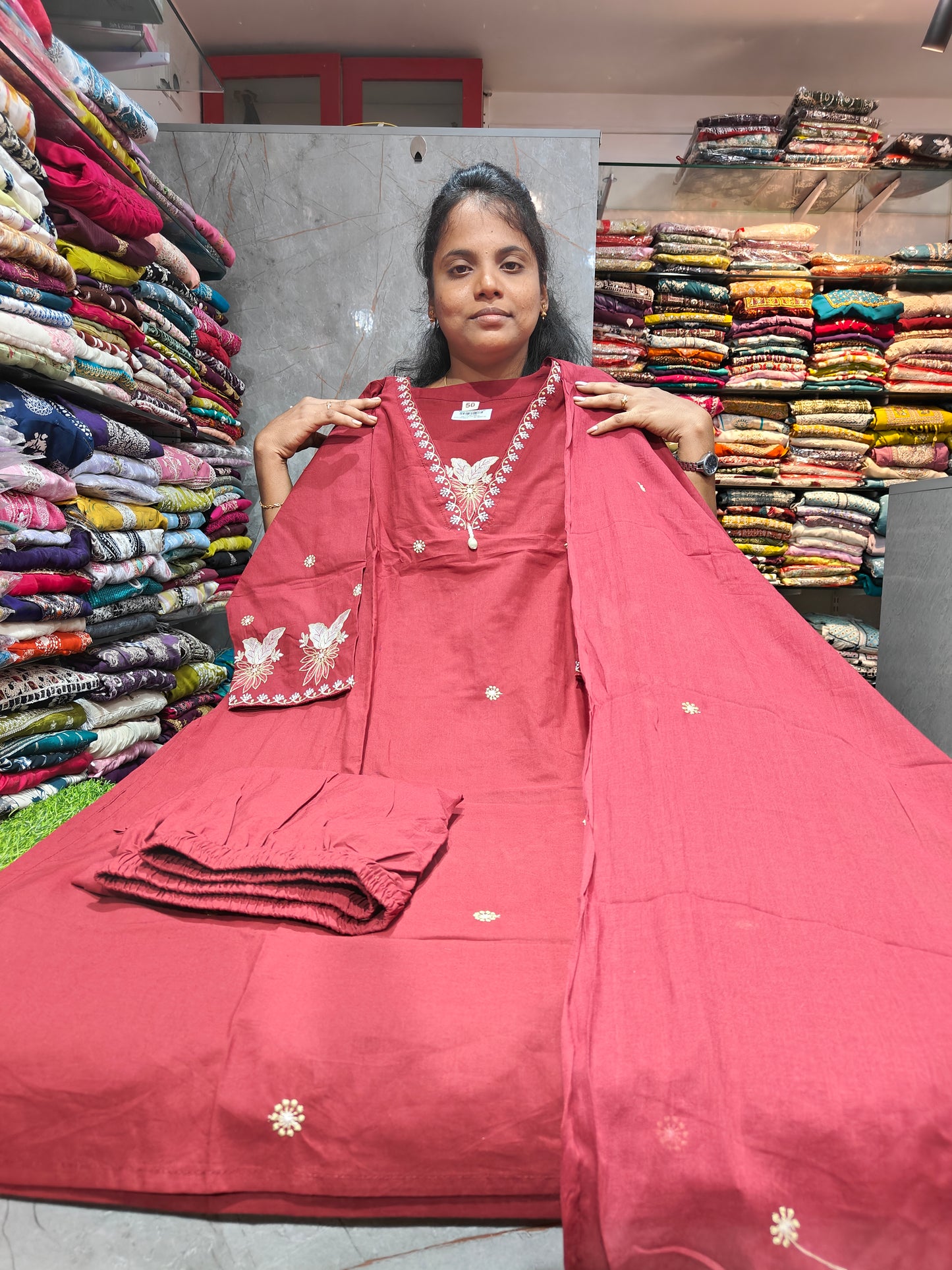 Pure Cotton Straight Cut Salwar Set 3XL to 6XL ₹950 | Collar & V-Neck PSCS141