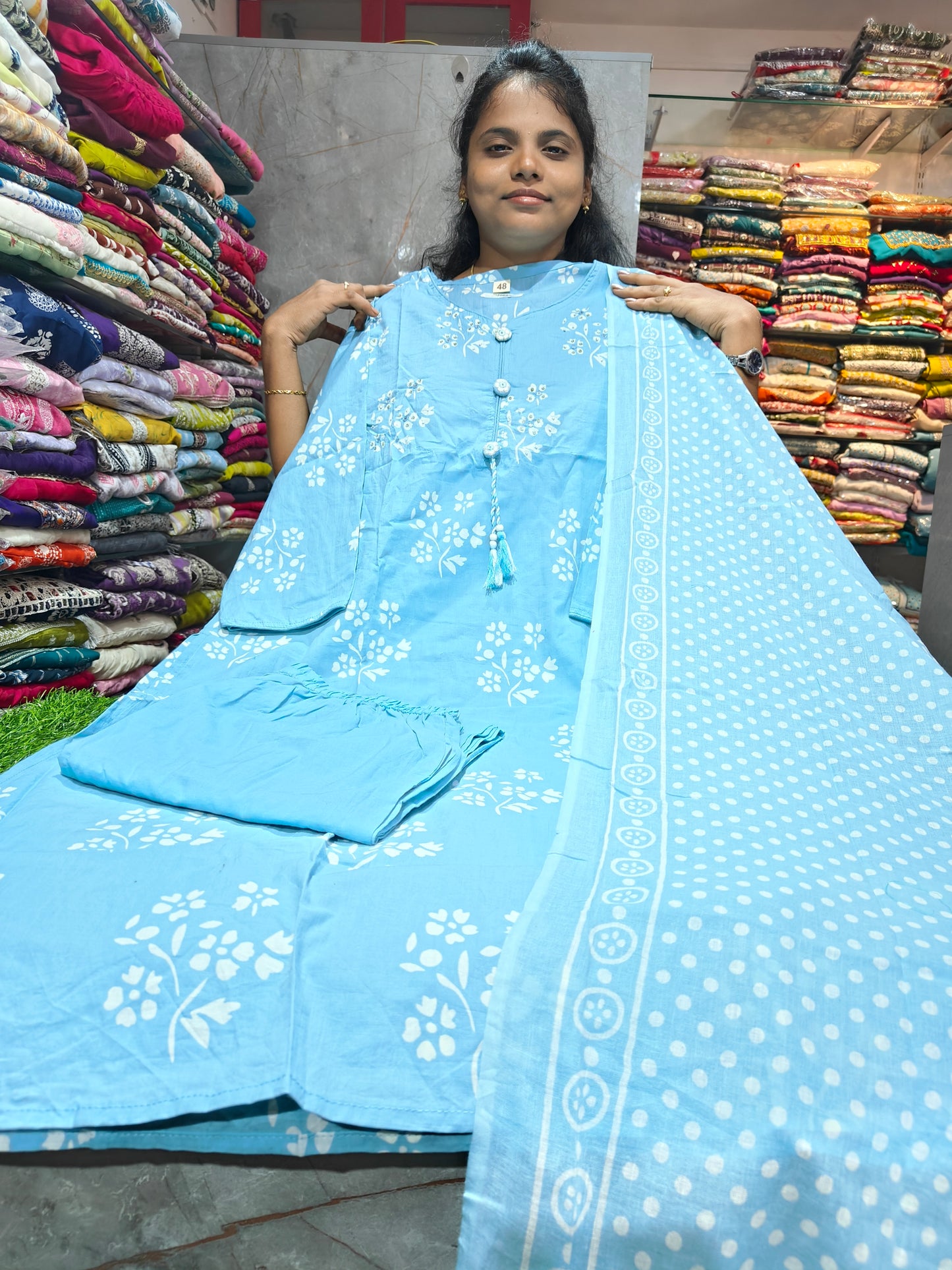 Cotton Palazzo bottom  Straight Cut Salwar Set 4XL to 7XL ₹899 | Collar & V-Neck PSCS139