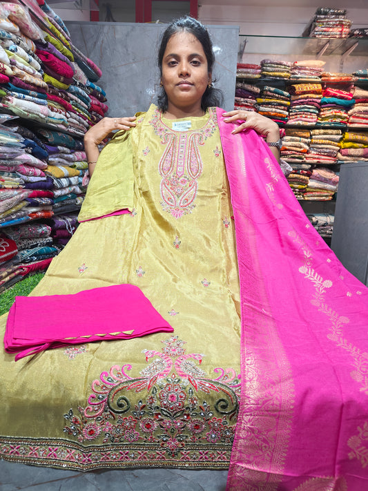 Grand Shimmer Silk Party Wear Salwar Set with Lining | Plus Size 3XL to 5XL | PSFS134 | ₹1350