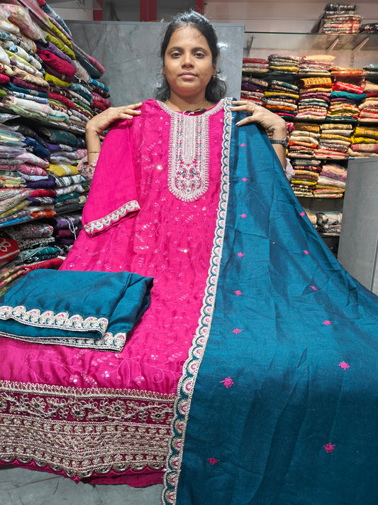 Plus Size Grand Vichitra Silk Side Open Salwar Set | PSFS125 | 3XL-5XL | ₹999