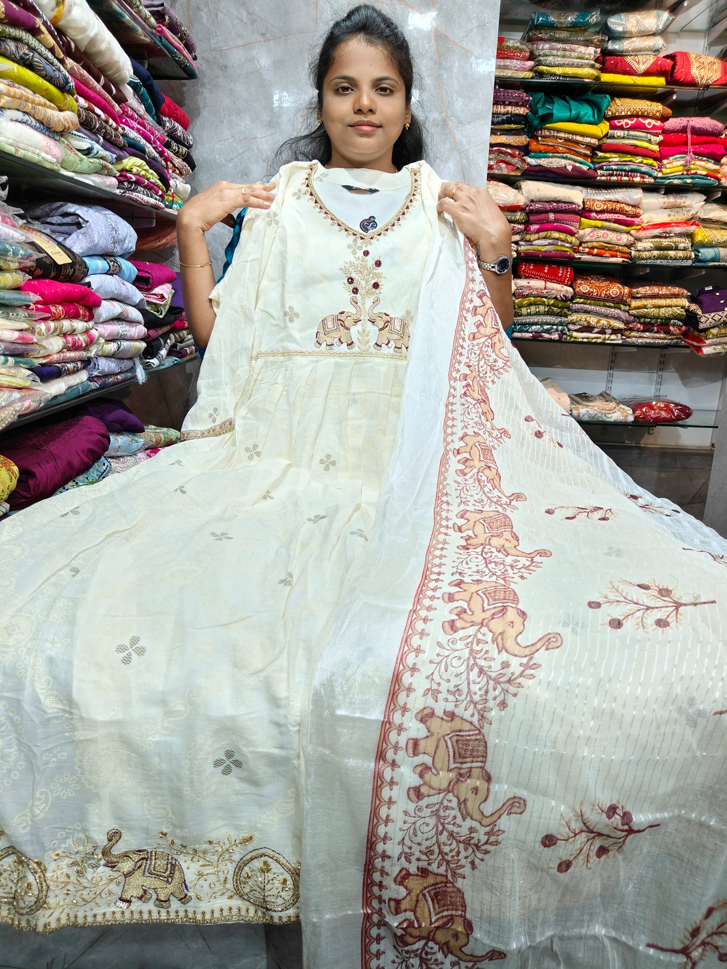 Mal Cotton Frock with Elegant Embroidery Work & Lining | Plus Size 3XL to 6XL | PSTS103