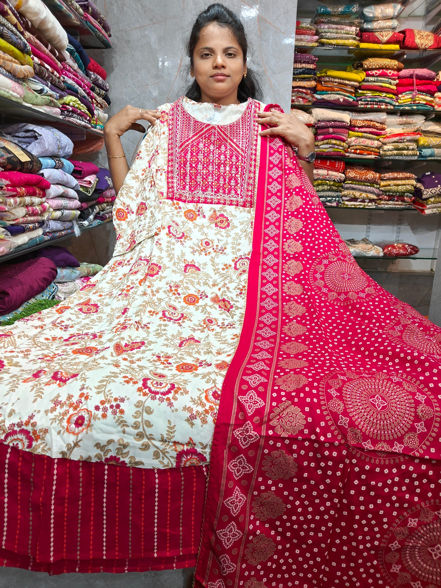Rayon Cotton Anarkali Kurti with Dupatta | 4XL to 6XL PSTS86