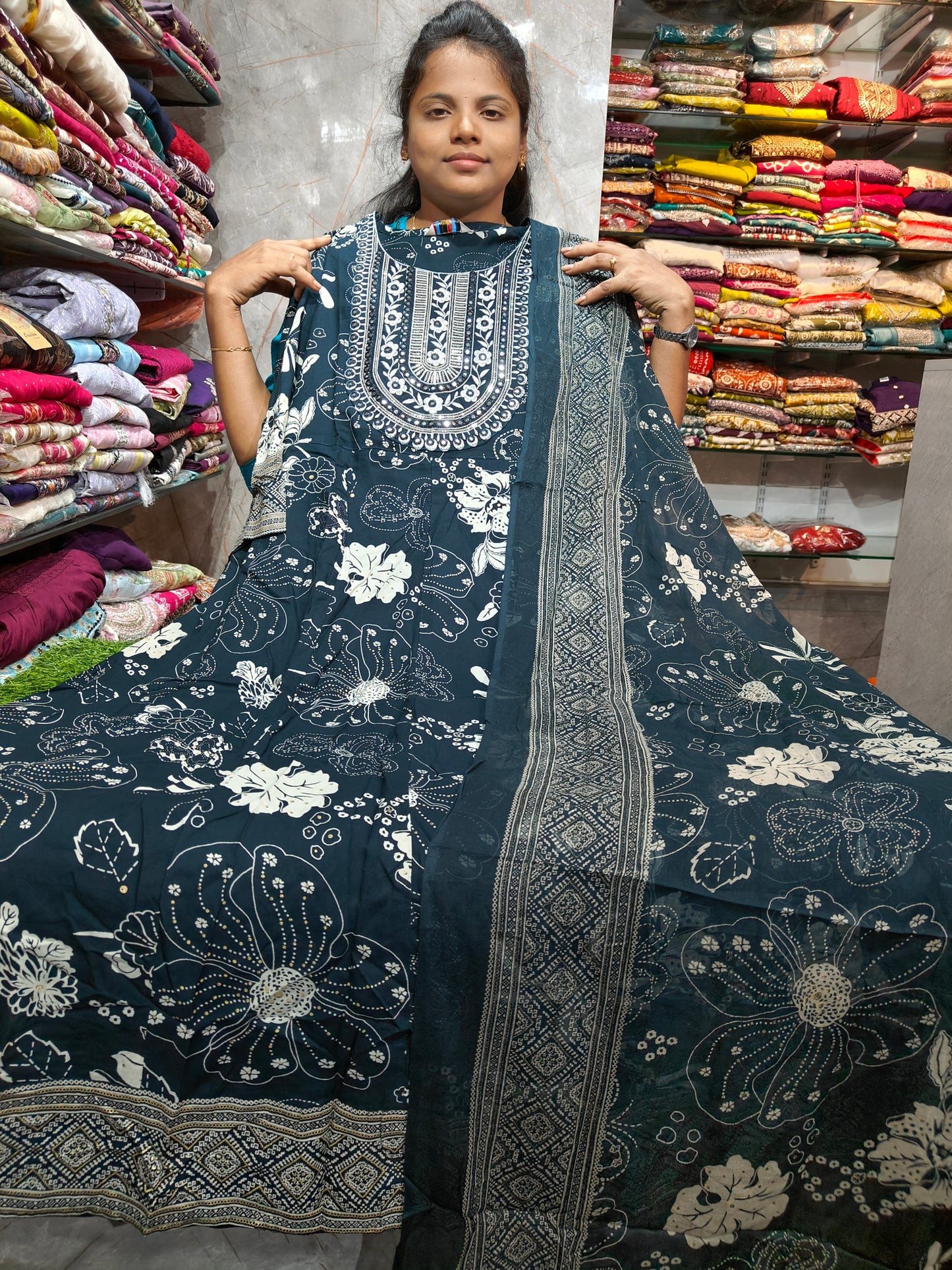 Rayon Cotton Anarkali Kurti with Dupatta | 4XL to 6XL PSTS94
