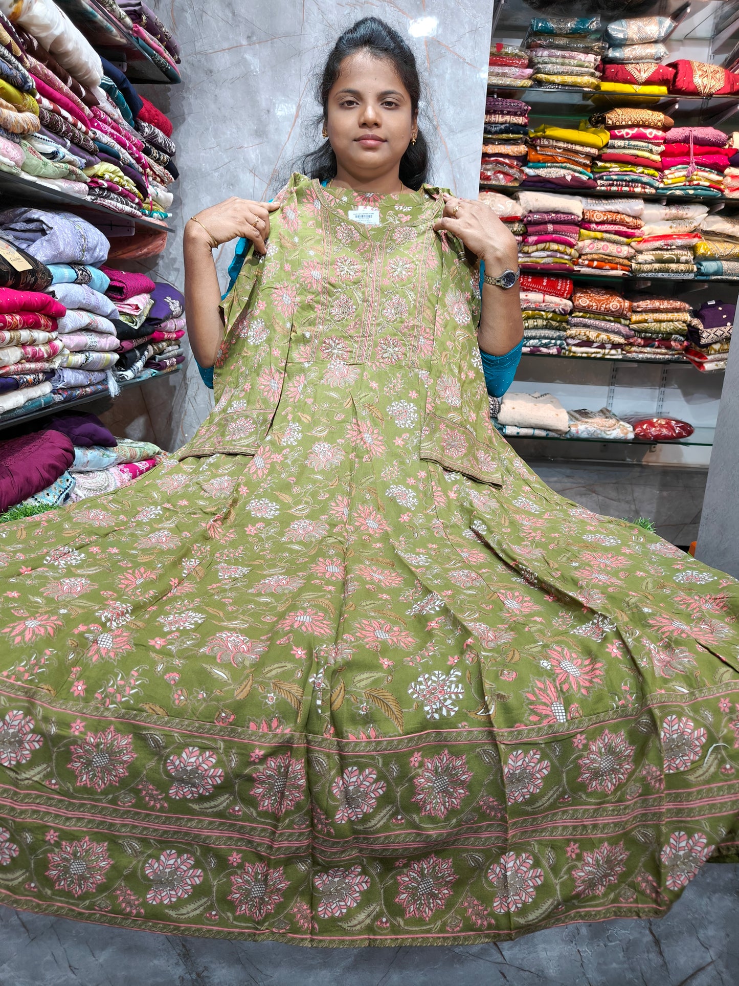 Rayon Cotton Anarkali Kurti with Beautiful Work for Women | Plus Size 3XL to 6XL | PSUK140