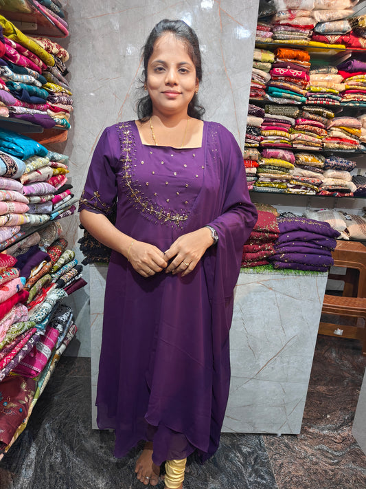 Handwork Georgette Kurti with Lining & Shawl | Elegant Party Wear Kurti | RSTS67 | Just ₹799