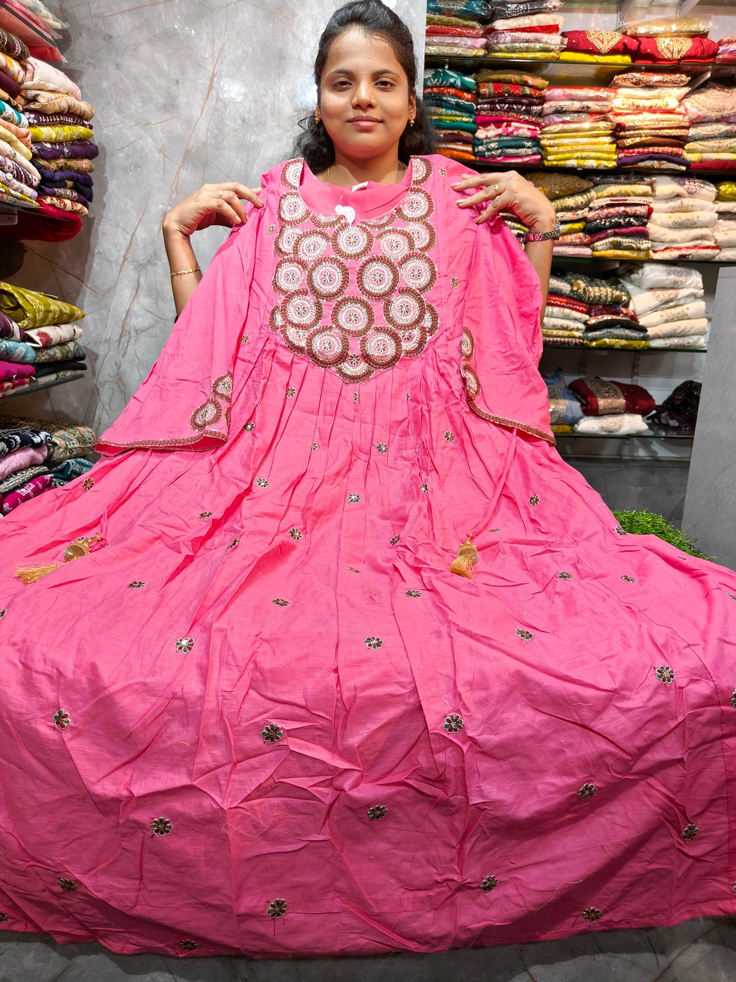 Fancy Grand Work Anarkali Kurti | Mal Cotton with Lining | Plus Size 3XL to 6XL | Just ₹750 | PSUK143