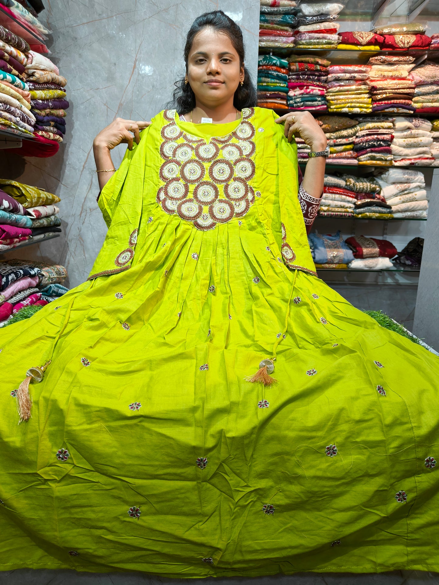 Fancy Grand Work Anarkali Kurti | Mal Cotton with Lining | Plus Size 3XL to 6XL | Just ₹750 | PSUK143