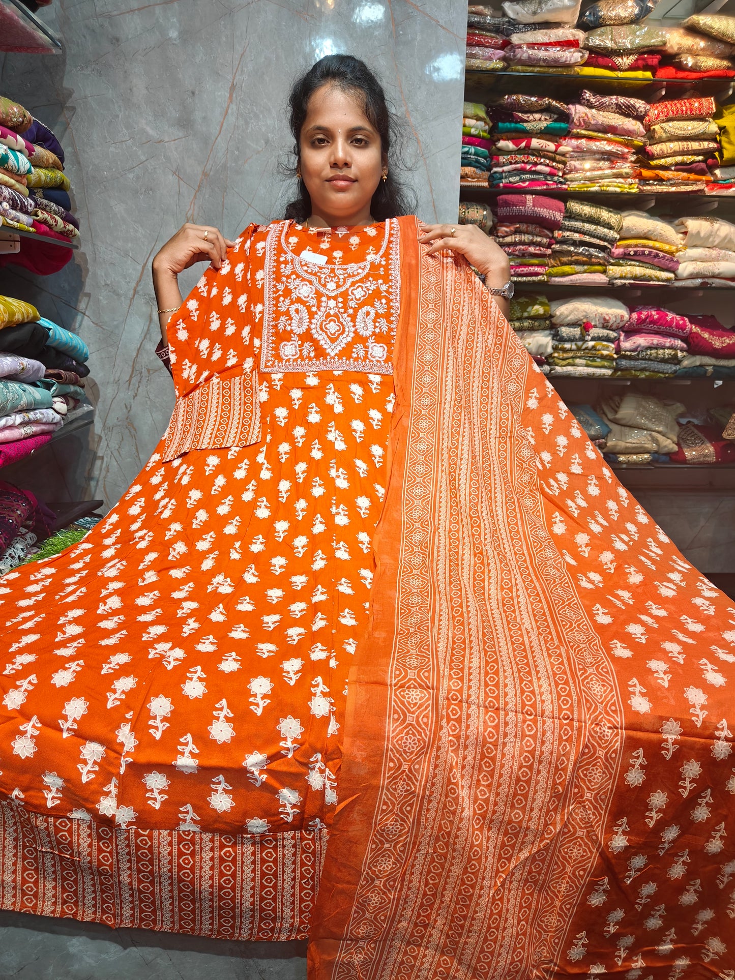 Rayon Cotton Anarkali Kurti with Dupatta | 4XL to 6XL PSTS86