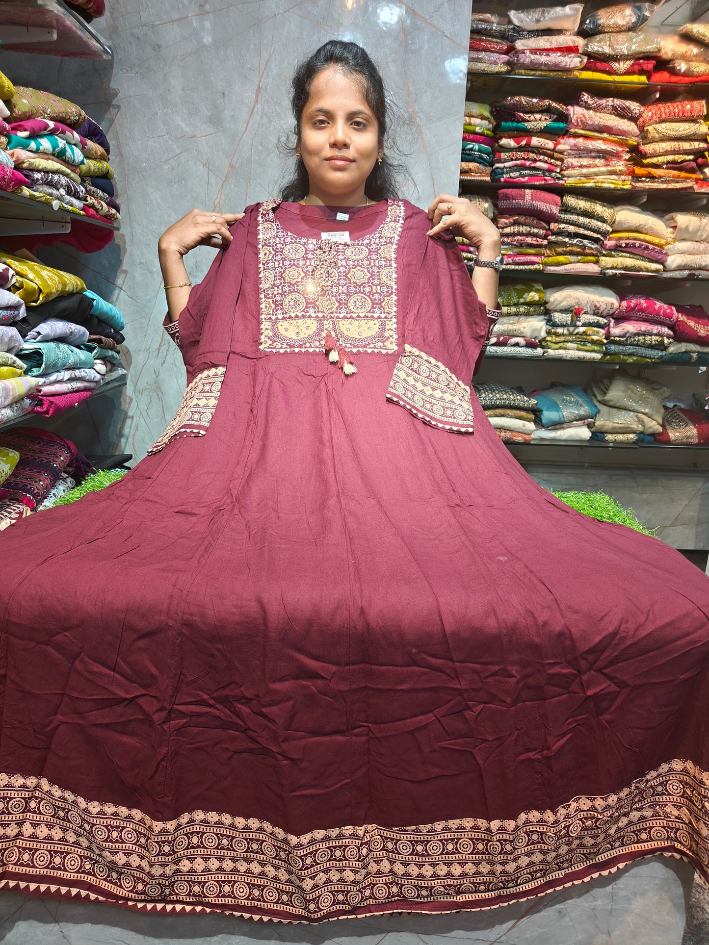 Rayon Cotton Long Anarkali Kurti for Women | Plus Size 3XL to 6XL | PSUK140 | ₹650