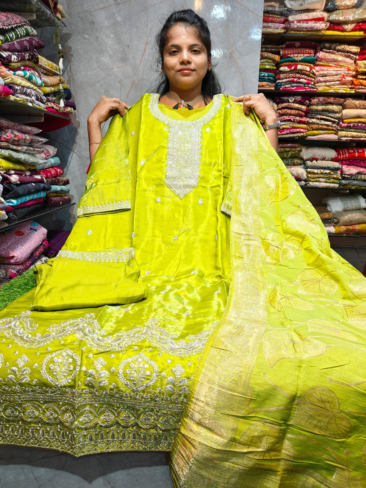 Plus Size Glass Silk Grand Salwar Set | PSFS120 | ₹999 | 2XL to 5XL