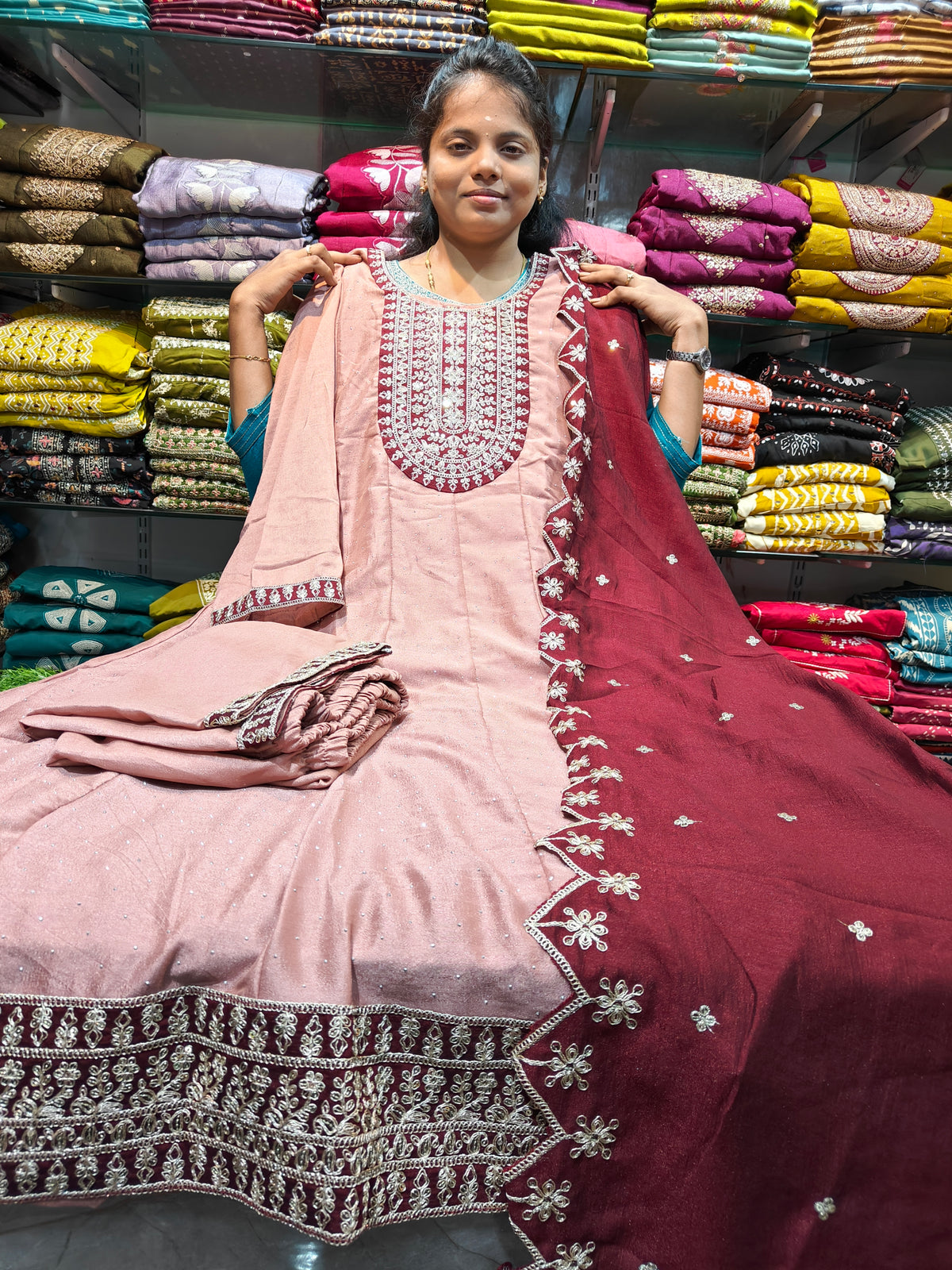 Grand Vichitra Silk Anarkali Full Set for Women 3XL to 5XL – PSFS155 at ₹1099