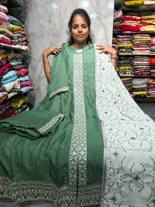 Grand Vichitra Silk A-Line Umbrella Salwar Set for Plus Size | Party Wear Anarkali Style Suit | PSFS152 | 3XL to 5XL | ₹1099