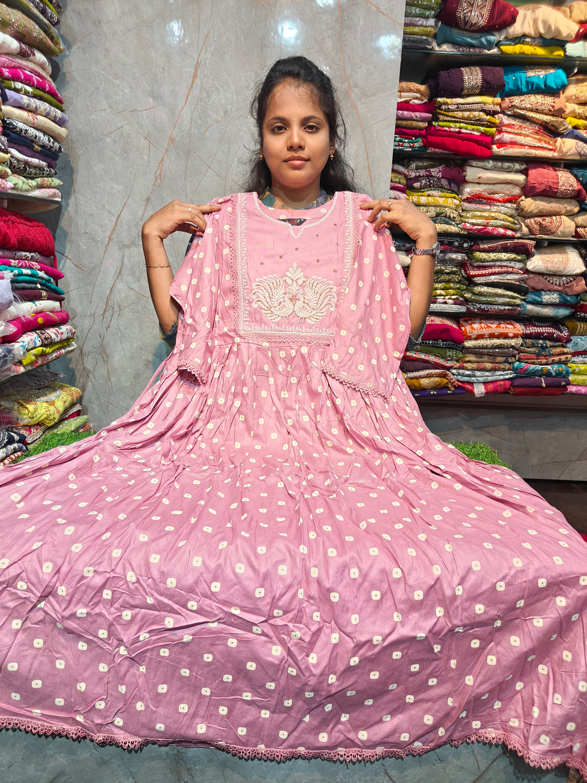 Trendy Peacock Embroidery Work Rayon Cotton Anarkali Kurti | Plus Size 3XL–6XL | ₹599 – PSUK21