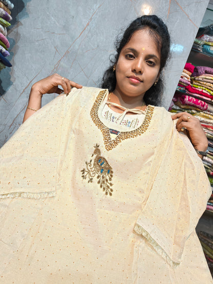Plus Size Trending Peacock Handwork Umbrella Kurti | Aari & Mirror Work | 3XL–6XL | PSUK146 | ₹799